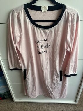 Kate Spade Pink 'Dream a Little Dream' Nightshirt with Black Trim